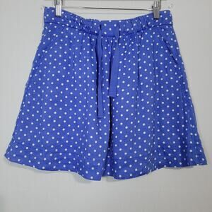 J.Crew linen polka dot pull on a-line mini skirt size 4, blue and white, preppy